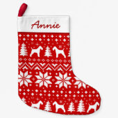 Drahtfox-Terrier-Silhouette-Muster-niedlicher Kleiner Weihnachtsstrumpf (Vorderseite)