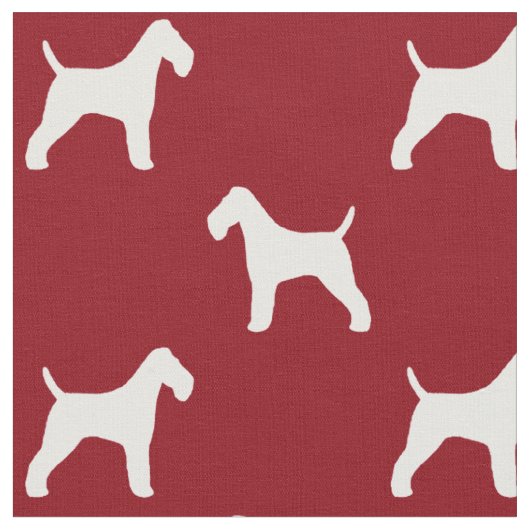 Drahtfox-Terrier-Silhouette-Muster-Rot Stoff (Nahaufnahme)