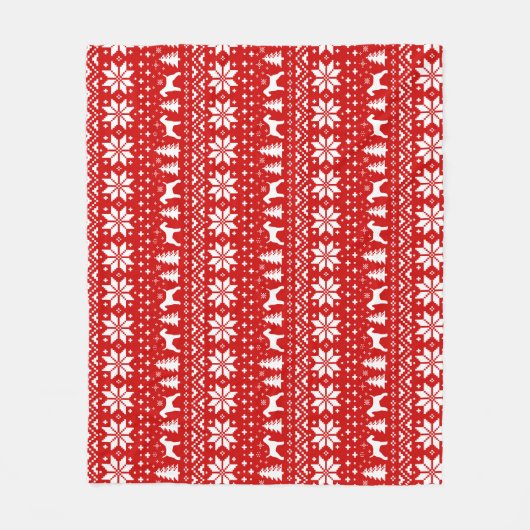 Drahtfox-Terrier-Silhouette-Weihnachtsmuster Fleecedecke (Vorderseite)