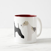 Drahtfox-Terrier-Silhouetten/-schatten Zweifarbige Tasse (VorderseiteRechts)