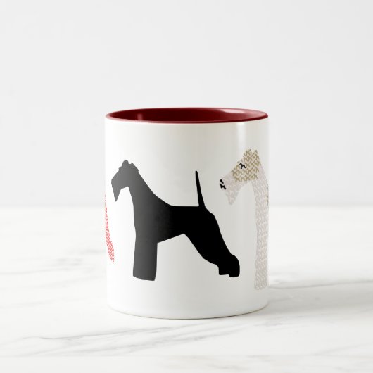 Drahtfox-Terrier-Silhouetten/-schatten Zweifarbige Tasse (Mittel)