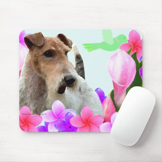 Drahtfox-Terrier und -Blumen Mousepad (Mit Mouse)