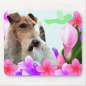 Drahtfox-Terrier und -Blumen Mousepad (Vorne)