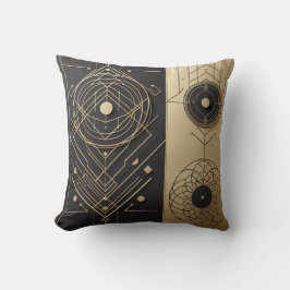 Drahtgeometrie in Schwarz-Gold-Kissen Kissen