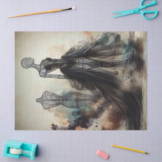 Drahtgewebtes Mannequin 1 gotischer Stil Seidenpapier (Basteln)