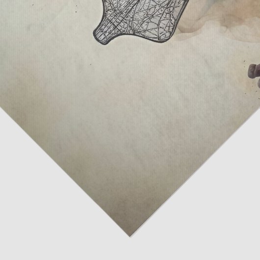 Drahtgewebtes Mannequin 1 gotischer Stil Seidenpapier (Detail)