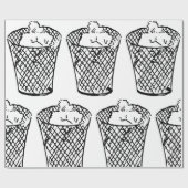 Drahtgitter-Abfalleimer Schwarz-Weiß-Müll Geschenkpapier (Flach)