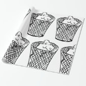 Drahtgitter-Abfalleimer Schwarz-Weiß-Müll Geschenkpapier (Ungerollt)