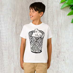 Drahtgitter-Abfalleimer Schwarz-Weiß-Müll T-Shirt