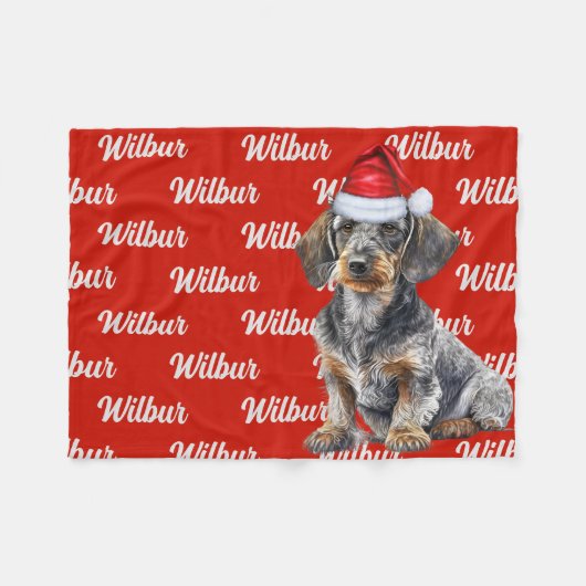 Drahthaar-Dachshund-Santa-Hund Individueller Name  Fleecedecke (Vorderseite (Horizontal))