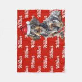 Drahthaar-Dachshund-Santa-Hund Individueller Name  Fleecedecke (Vorderseite)