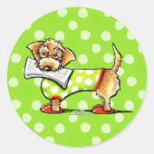 Drahthaar Dackel Apple Runder Aufkleber (Vorderseite)