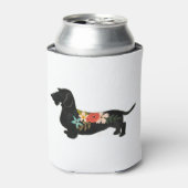 Drahthaar Dackel Bohemische Blumenzubereitung Silh Dosenkühler (Kanne Vorderseite)