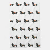 Drahthaar Dackel Bohemische Blumenzubereitung Silh Geschirrtuch (Vertikal)