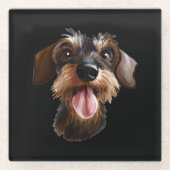 Drahthaar Dackel Glasuntersetzer (Vorderseite)