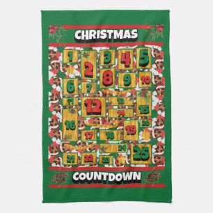 Drahthaar-Dackel-Hund Countdown Weihnachten Advent Geschirrtuch