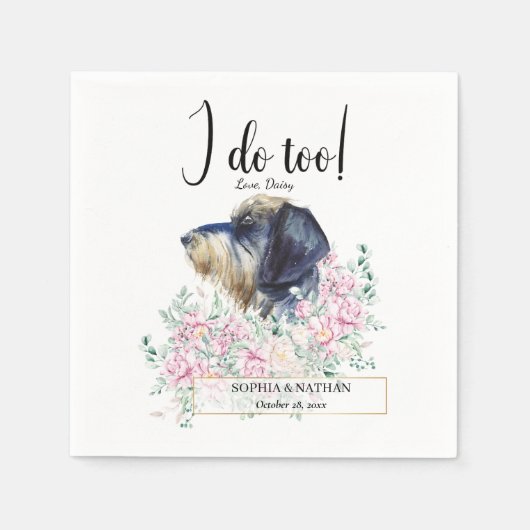 Drahthaar Dackel Hund Hochzeitcocktail Napkins Serviette (Vorderseite)