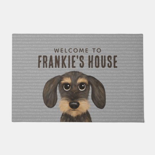 Drahthaar Dackel Hund | Niedlich Teckel Custom Fußmatte (Vorderseite)