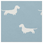 Drahthaar Dackel Hund Silhouetten Muster Blau Stoff (Nahaufnahme)
