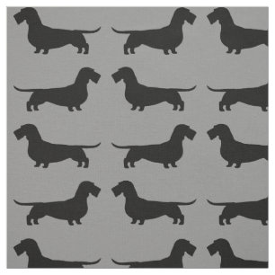 Drahthaar Dackel Hund Silhouetten Muster Stoff
