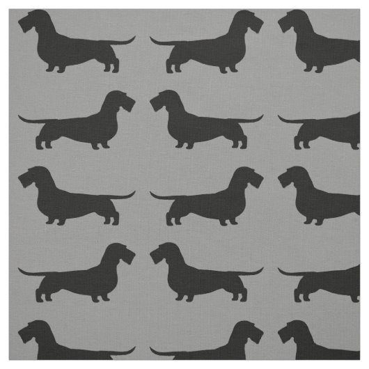Drahthaar Dackel Hund Silhouetten Muster Stoff (Muster)
