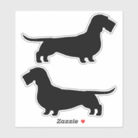 Drahthaar Dackel Hunde Silhouetten Aufkleber Set