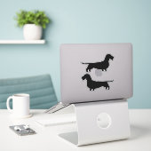 Drahthaar Dackel Hunde Silhouetten Aufkleber Set (Laptop auf Schreibtisch)