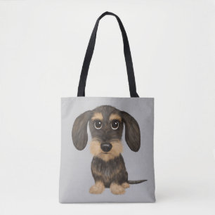 Drahthaar-Dackel  Niedlich Cartoon Dog Teckel Tasche