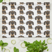 Drahthaar-Dackel| Niedlich Teckel Dog Gemustert Geschirrtuch (Gefaltet)