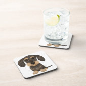 Drahthaar Dackel | Niedlicher Cartoon Dog Teckel Getränkeuntersetzer (Rechte Seite)