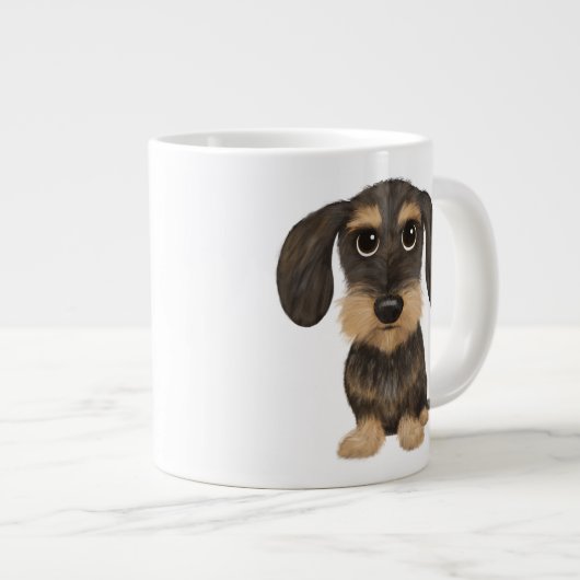 Drahthaar Dackel | Niedlicher Cartoon Dog Teckel Jumbo-Tasse (Vorderseite Rechts)