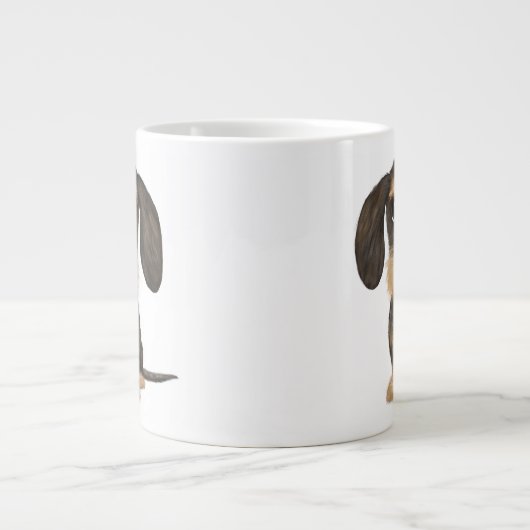 Drahthaar Dackel | Niedlicher Cartoon Dog Teckel Jumbo-Tasse (Vorderseite)