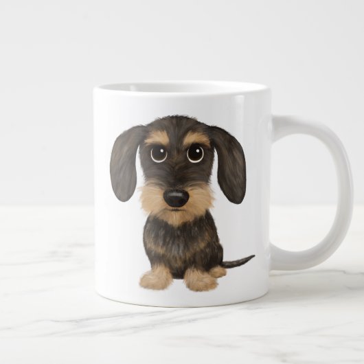 Drahthaar Dackel | Niedlicher Cartoon Dog Teckel Jumbo-Tasse (Rechts)