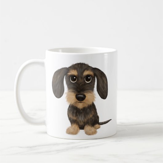 Drahthaar Dackel | Niedlicher Cartoon Dog Teckel Kaffeetasse (Links)