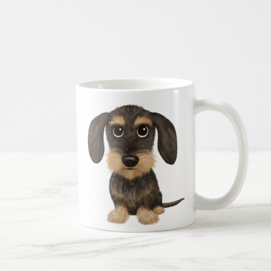 Drahthaar Dackel | Niedlicher Cartoon Dog Teckel Kaffeetasse (Rechts)