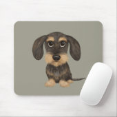Drahthaar Dackel | Niedlicher Cartoon Dog Teckel Mousepad (Mit Mouse)