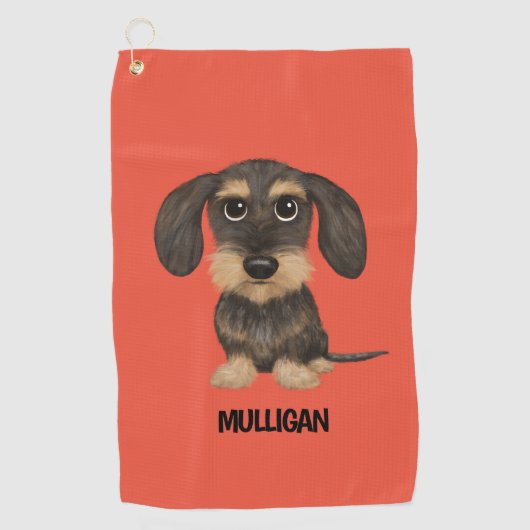 Drahthaar Dackel | Niedlicher Hund Teckel Individu Golfhandtuch (Vorderseite)