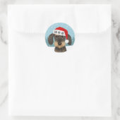 Drahthaar Dackel Santa Niedlich Hund Custom Runder Aufkleber (Tasche)