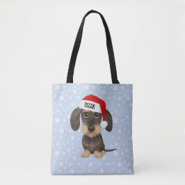Drahthaar Dackel Santa Teckel Dog Individuelle Nam Tasche