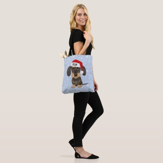 Drahthaar Dackel Santa Teckel Dog Individuelle Nam Tasche (Am Model)