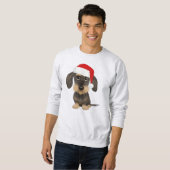 Drahthaar Dackel Santa Teckel Weihnachtshund Sweatshirt (Vorne ganz)