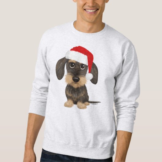 Drahthaar Dackel Santa Teckel Weihnachtshund Sweatshirt (Vorderseite)