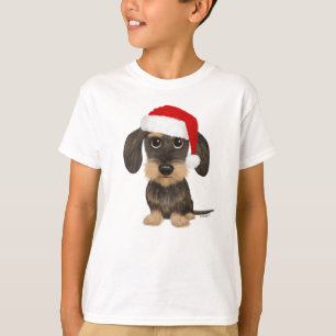 Drahthaar Dackel Santa Teckel Weihnachtshund T-Shirt