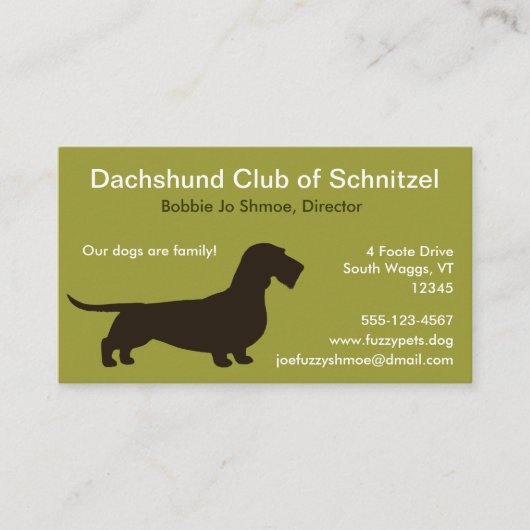 Drahthaar Dackel Silhouette | Dackel Hund Visitenkarte (Vorderseite)