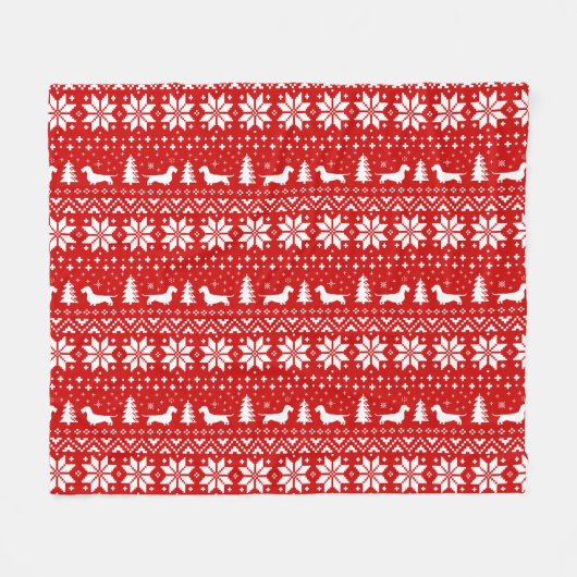 Drahthaar Dackel Silhouetten Weihnachtsmuster Fleecedecke (Vorderseite (Horizontal))