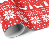 Drahthaar Dackel Silhouetten Weihnachtsmuster Geschenkpapier (Rolleneckpunkt)