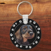 Drahthaar Dackel Welpe Paw Prints Schlüsselanhänge Schlüsselanhänger (Vorderseite)