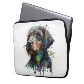 Drahthaar Dackel Welpe Wasserfarbe Kunst Laptopschutzhülle (Vorderseite Links)