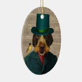 Drahthaar, das Griffon Verzierung zeigt Keramikornament (Rechts)