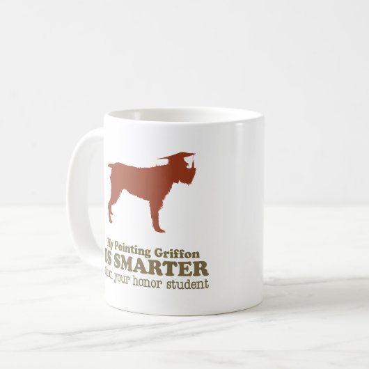 Drahthaar, das Griffon zeigt Kaffeetasse (Vorderseite Links)